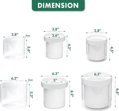Phoenix Vine 6 Inch 4 Inch Self Watering Planter, White Terracotta Clay Pots with Glass Reservoir