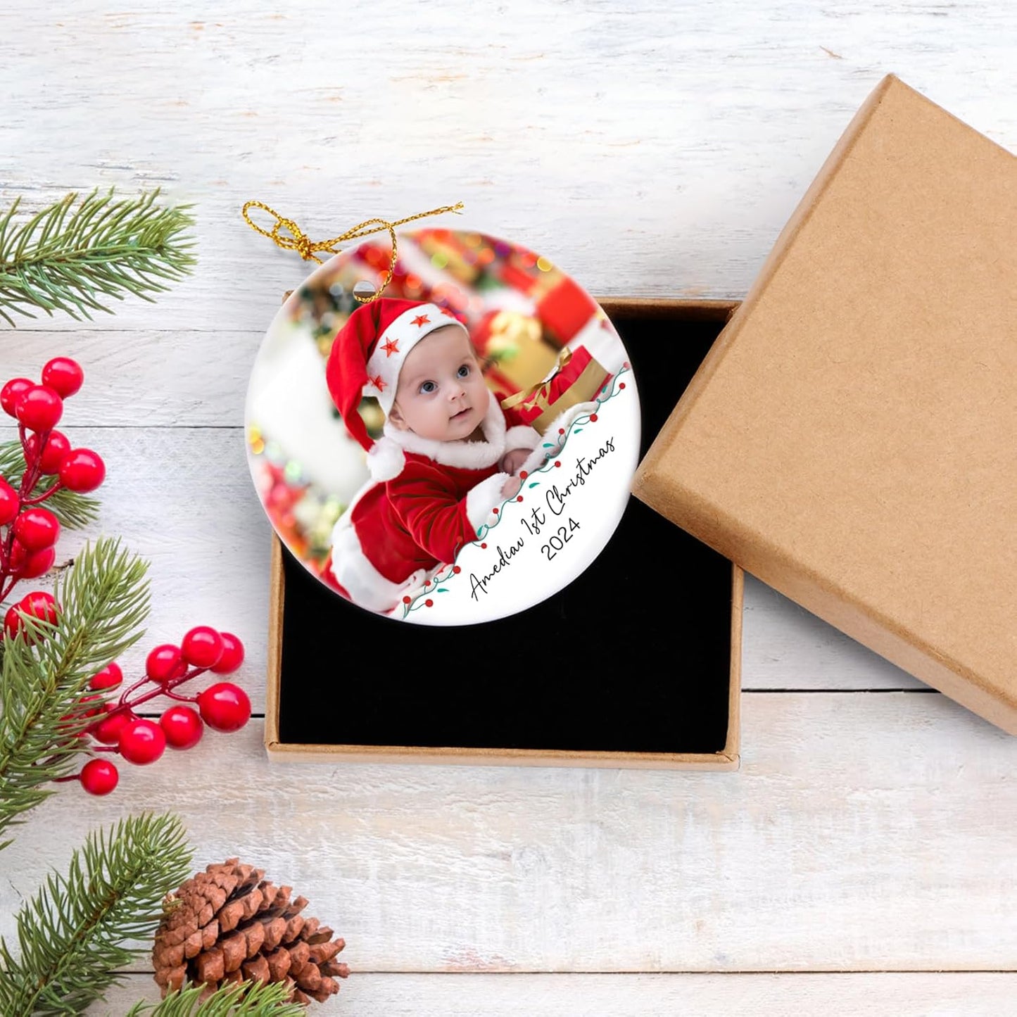 Personalized Photo Christmas Ornaments 2025 - Custom Baby First Christmas Ornament 2025, Customized