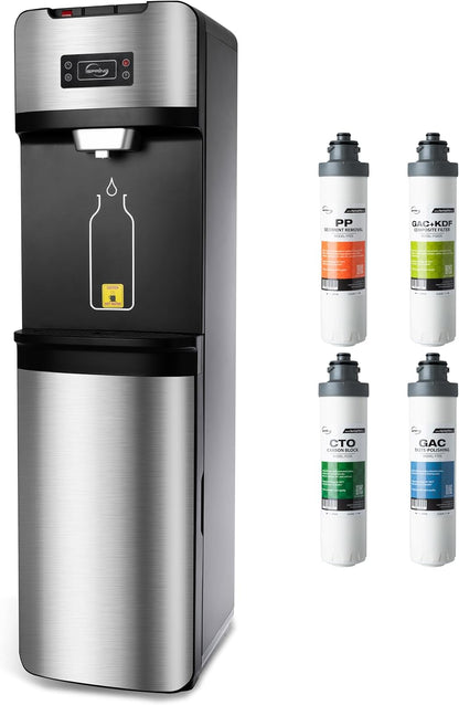 iSpring Bottleless Water Dispenser with Built-in 4-Stage Filtration, Hot/Cold/Room Temp, Self