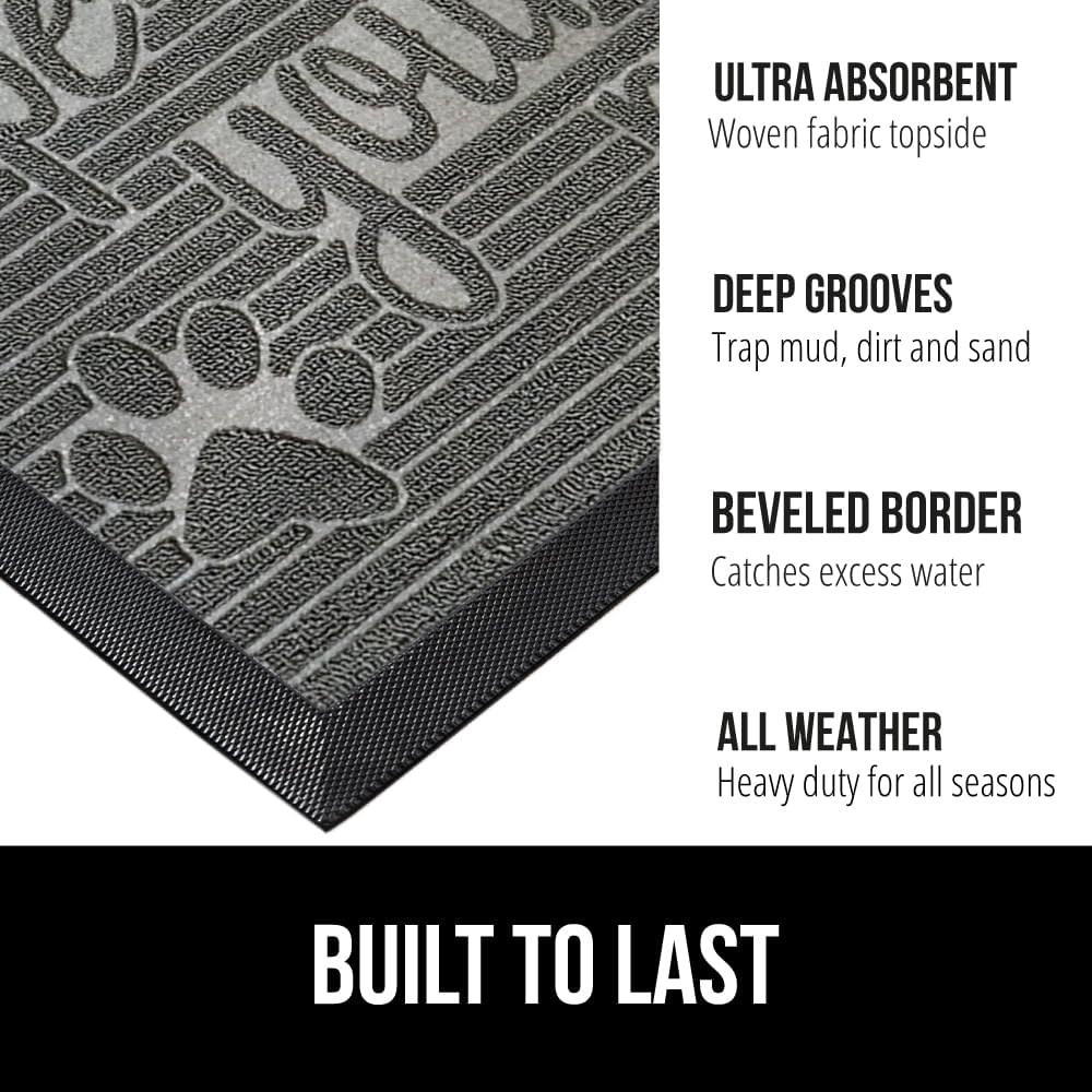 GORILLA GRIP 100% Waterproof All-Season WeatherMax Doormat US Designed Natural Rubber, Stain and