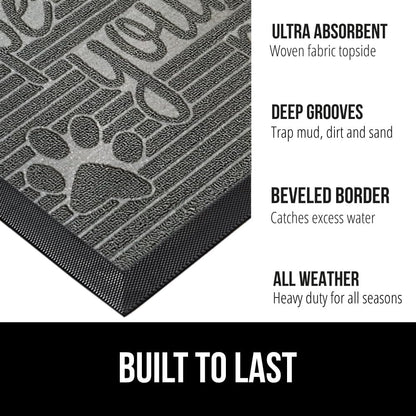 GORILLA GRIP 100% Waterproof All-Season WeatherMax Doormat US Designed Natural Rubber, Stain and