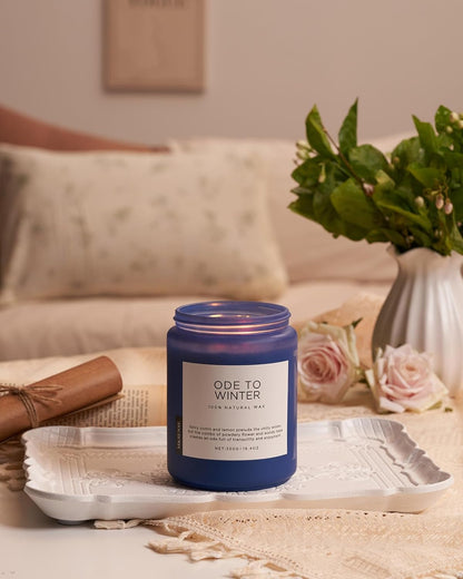 M&SENSE Ode to Winter - Lavender Sandalwood Strong Scented Candle, 19.4oz 110 Hour Clean Non Toxic