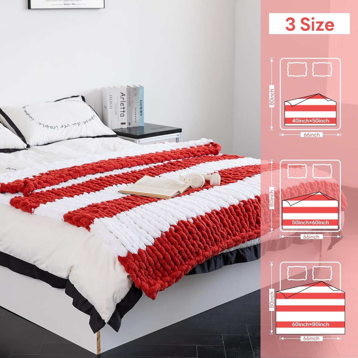 Chunky Knit Blanket - Luxury Soft Cozy 50 * 60 Throw Blanket,100% Woven Blanket Rope Knot Throw