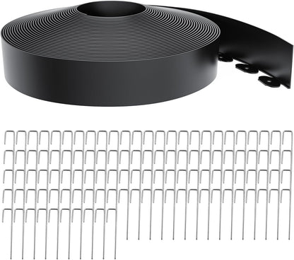 Landscape Edging 4 Inch Tall 100FT with 110Pcs Metal Spikes, Plastic Garden Edging Border Landscape