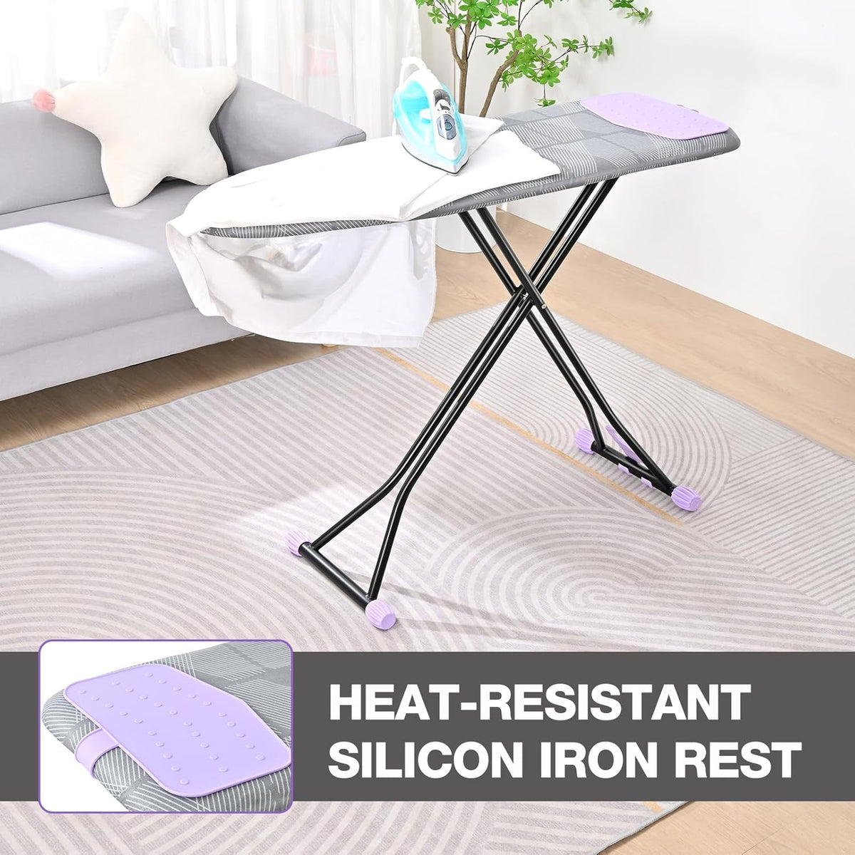 APEXCHASER Ironing Board with Iron Rest, Compact and Space Saver Iron Board, Extra Thick Cover