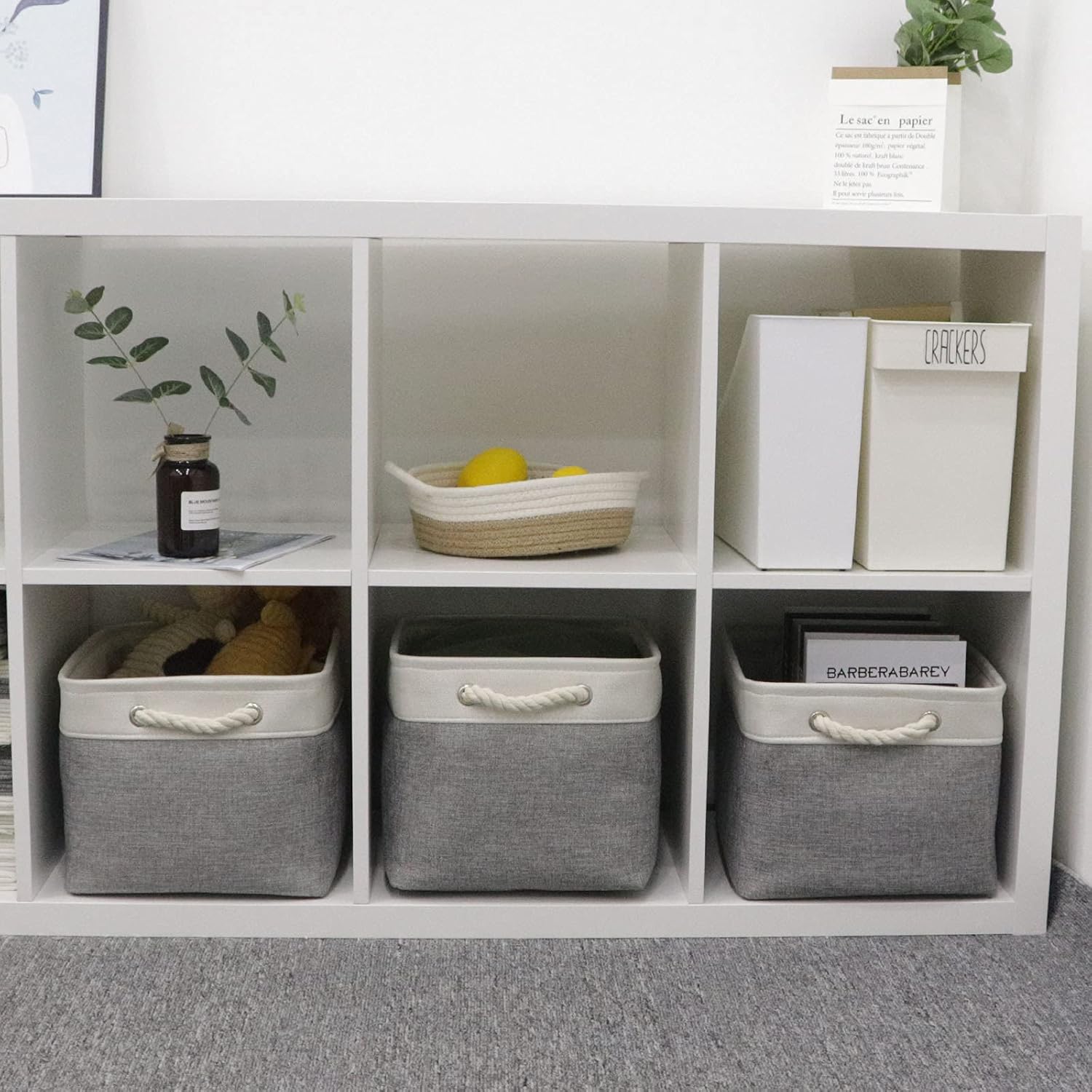 Bidtakay Baskets Set of 3 Storage Baskets for Organizing Large Fabric Storage Bins for Shelves