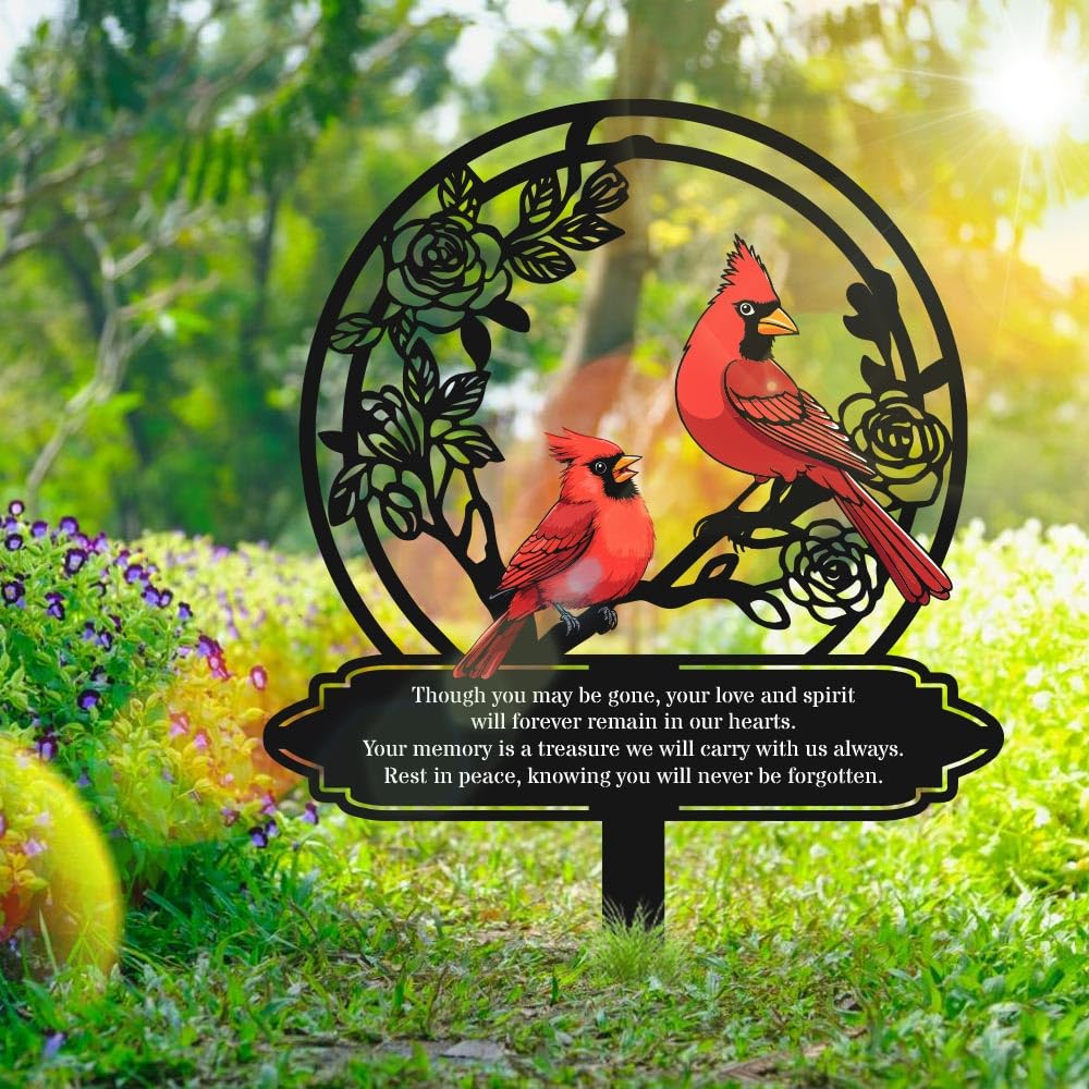Personalized Cemetery Memorial Metal Stakes, Cardinals Memorial Grave Markers,Graden Decorations