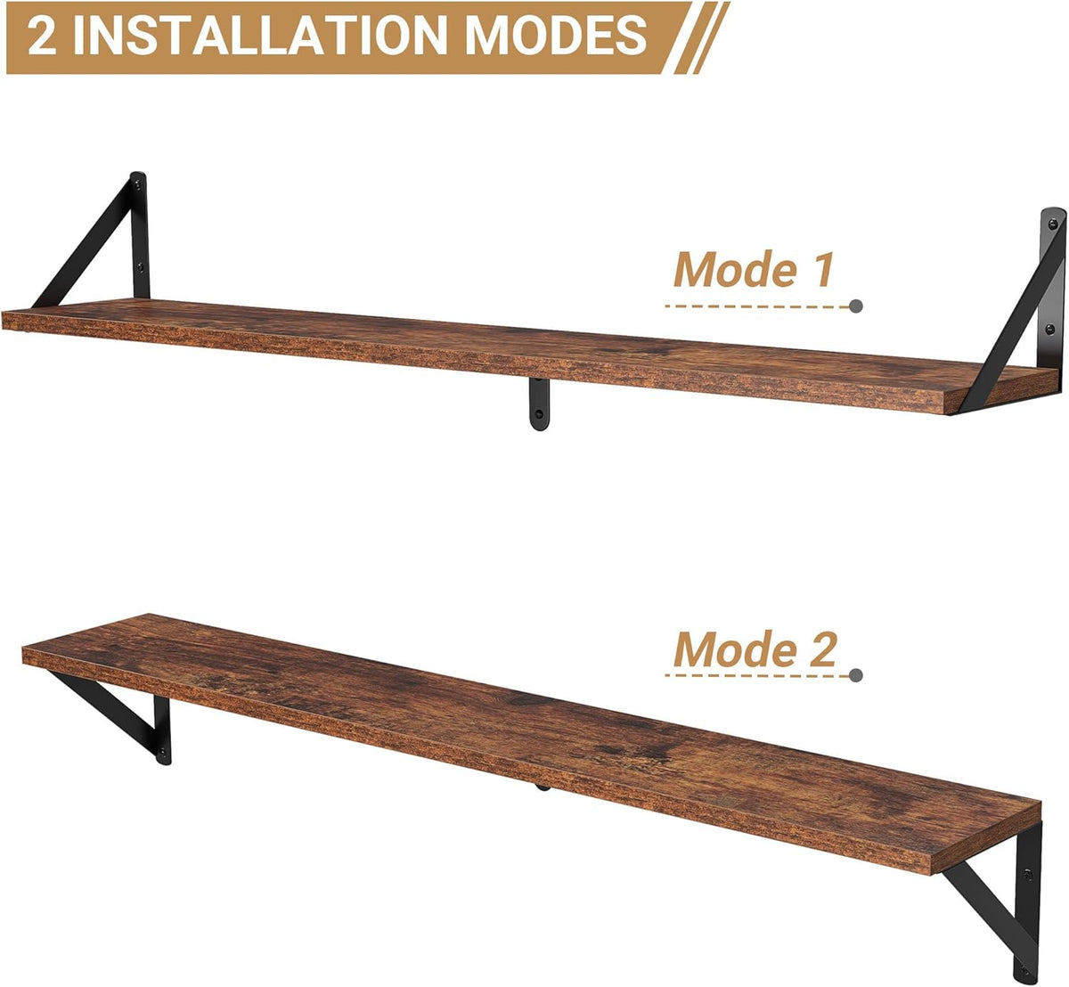 Heimlove Floating Shelves for Wall, 36 Inch Long Wood Floating Bookshelf Set of 3, Wall Mounted