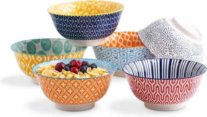 Selamica 7 inches Porcelain Cereal Bowl Set - Set of 6, Ceramic bowls, Soup Bowl Set for Cereal