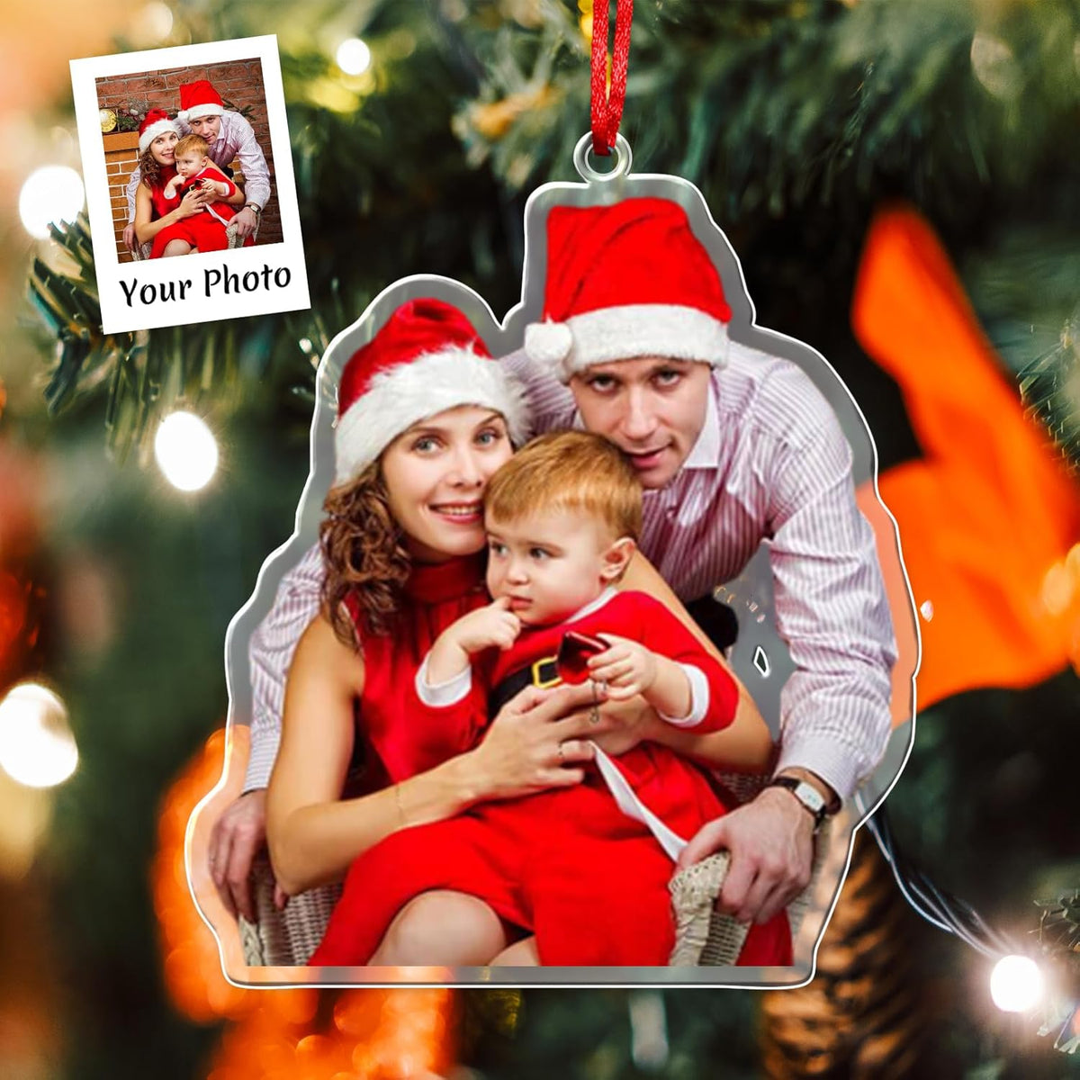Amlion Personalized Your Photo Ornament,Custom Photo Ornament Customized Acrylic Family Picture