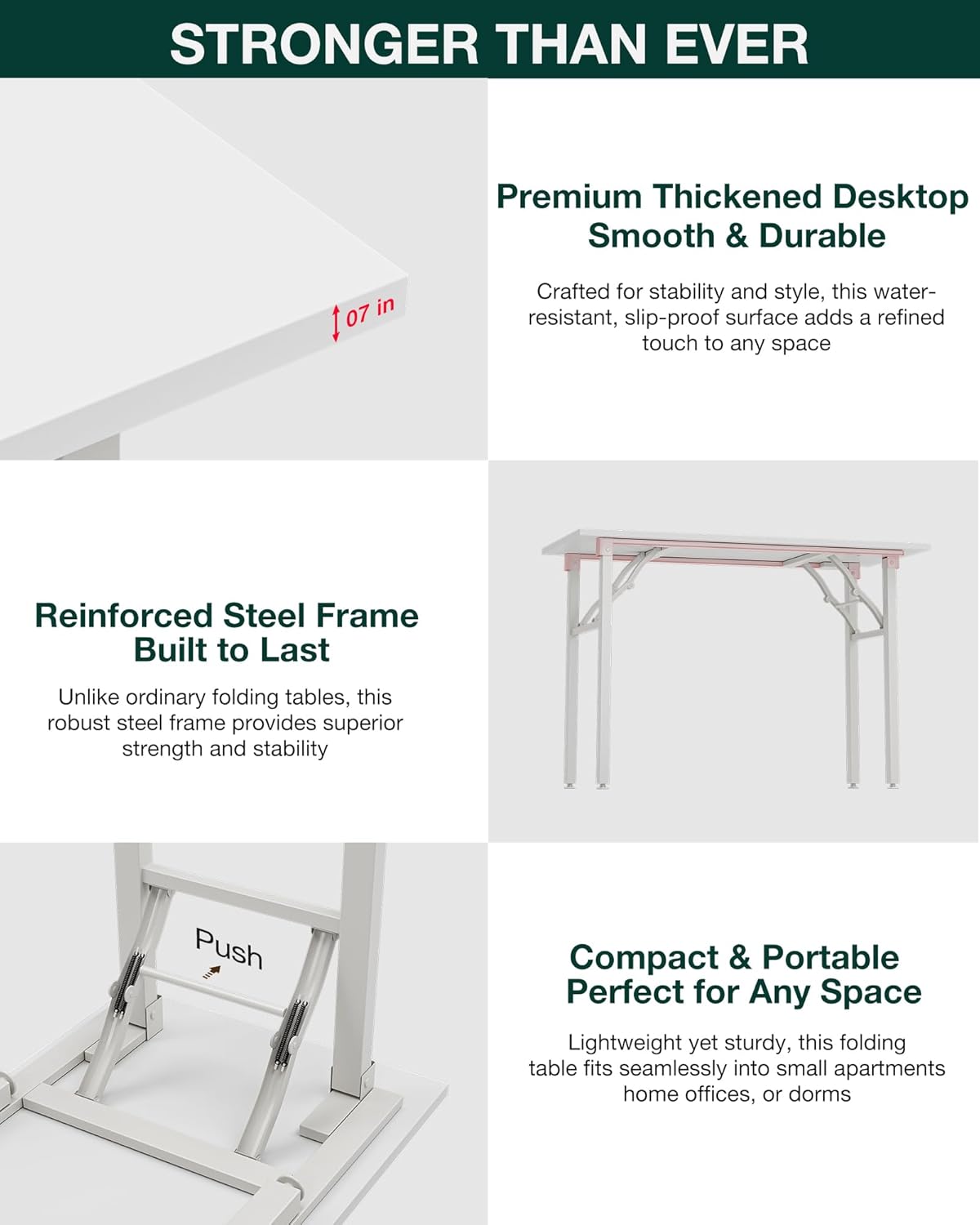 Frylr Small Folding Computer Desk – Portable 35.8 Inch Foldable Laptop Table, Collapsible and