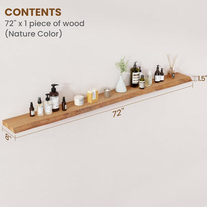 Floating Shelves for Wall Decor, Rustic Solid Elm Wood Live Edge Floating Shelves Wall Mounted
