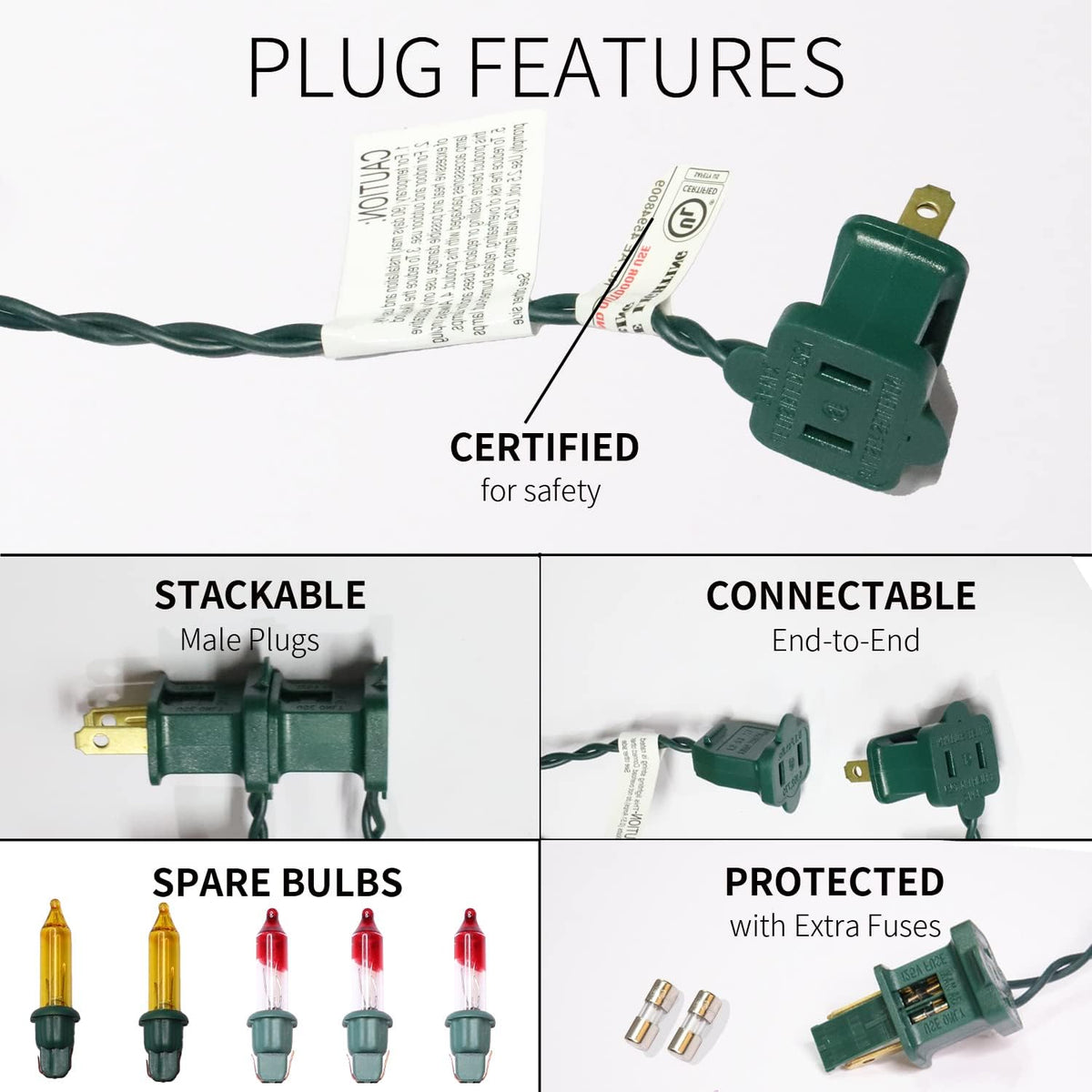 150LIGHTS Yellow Extra-Bright with End Connectors Christmas Decorative Lights 9.72m UL Certified