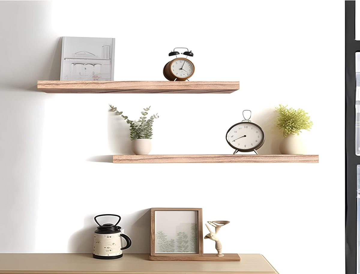 Wood Floating Shelves for Wall Decor, Rustic Wall Shelves for Bedroom Bathroom Kitchen Living Room