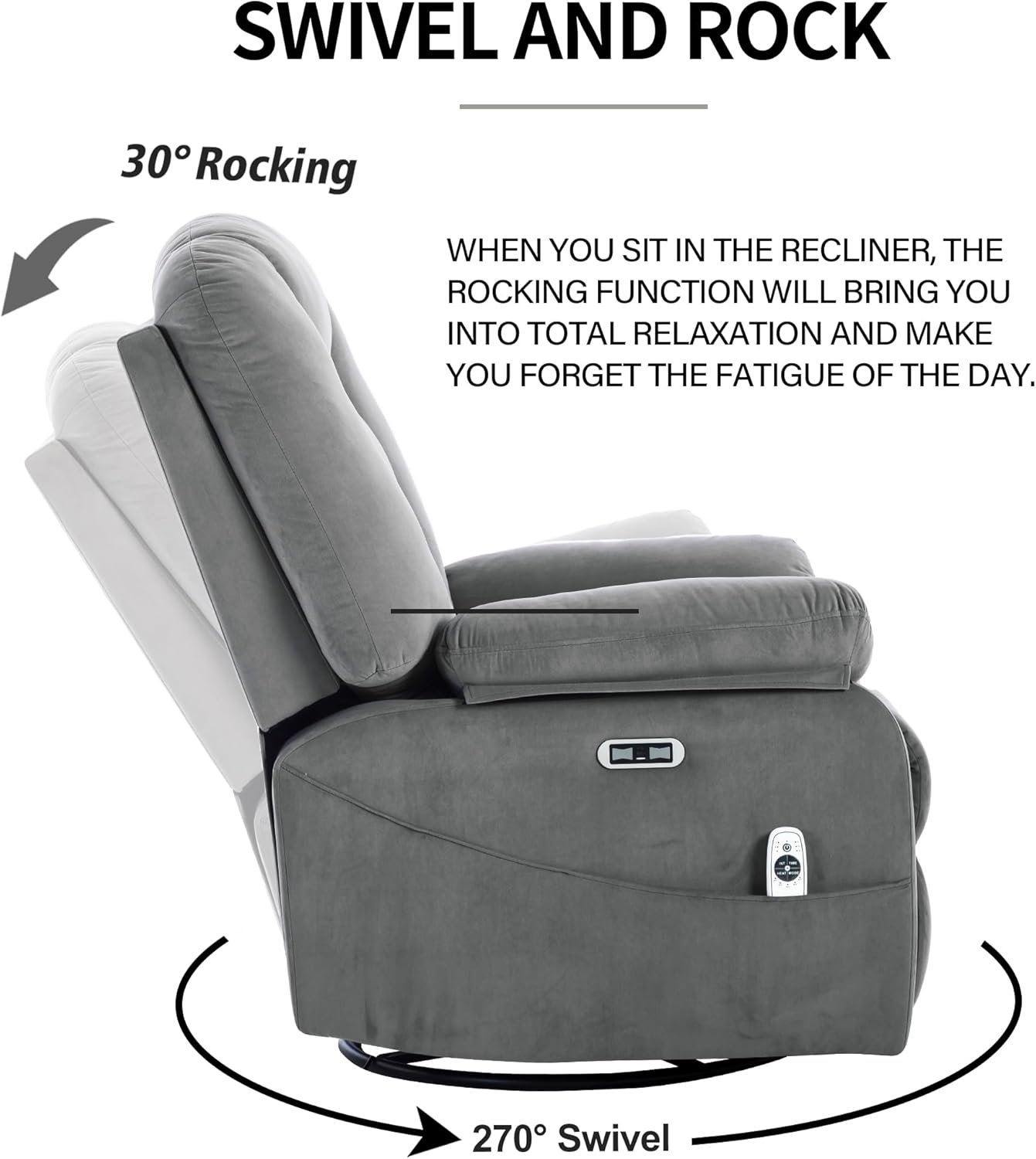 Power Swivel Rocker Recliner Chair for Adults,Rocking Recliners Chairs with Massage and Heat for