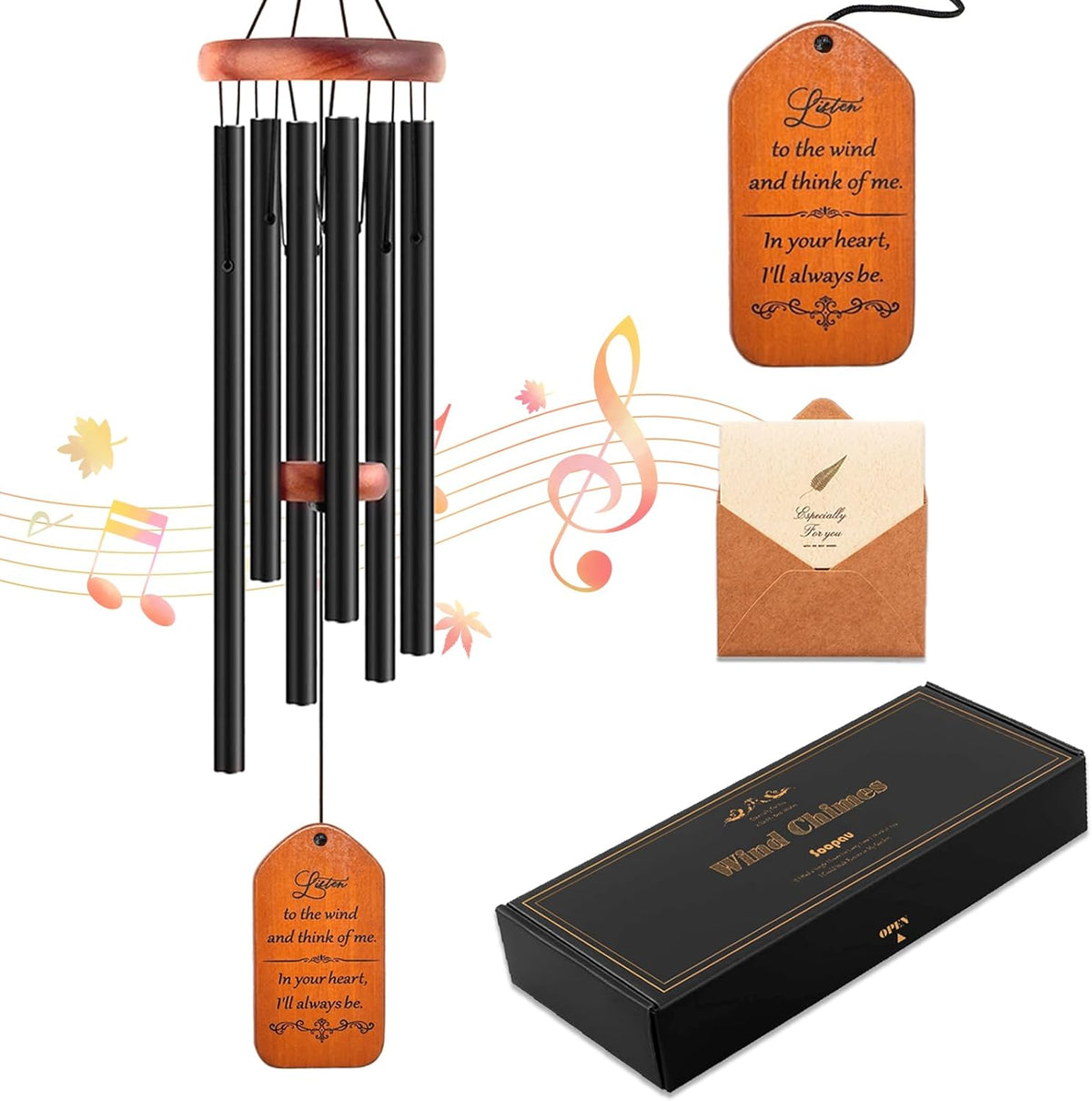 Sympathy Gift Baskets, 30" Wooden Memorial Wind Chimes for Loss of Loved One