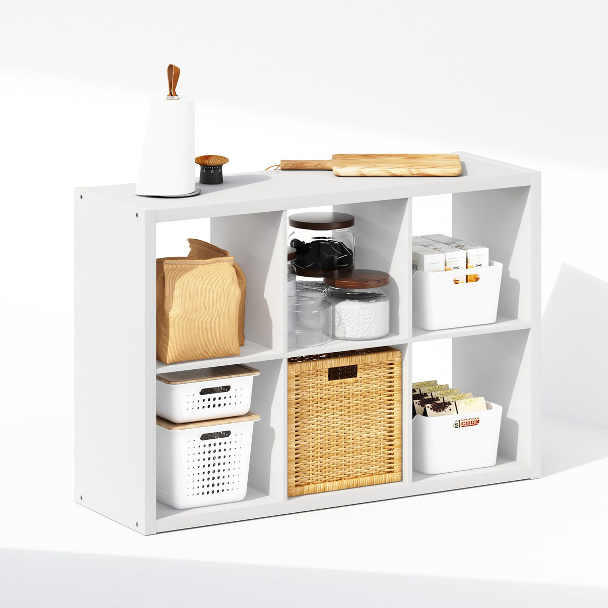Furinno Cubic Extra Thick 6-Cube Closet Organizers and Storage, White