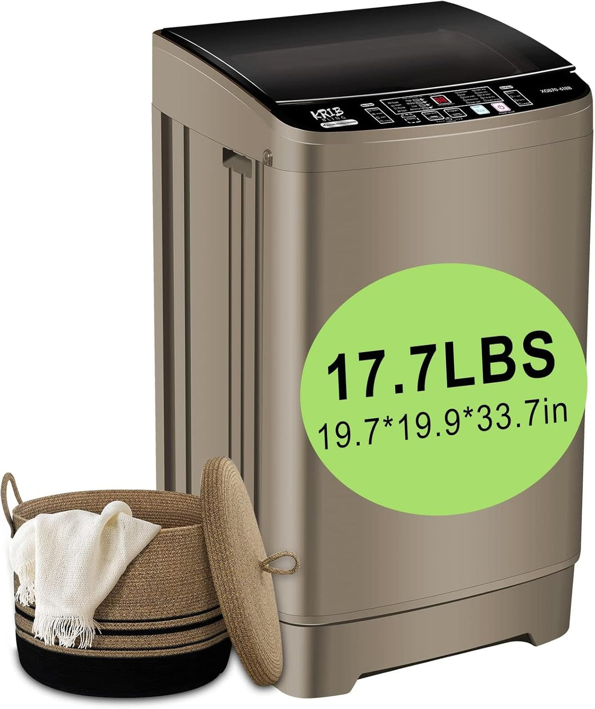 17.7 lbs Full Automatic Washing Machine with LED Display Compact Washing Machine with Drain Dump