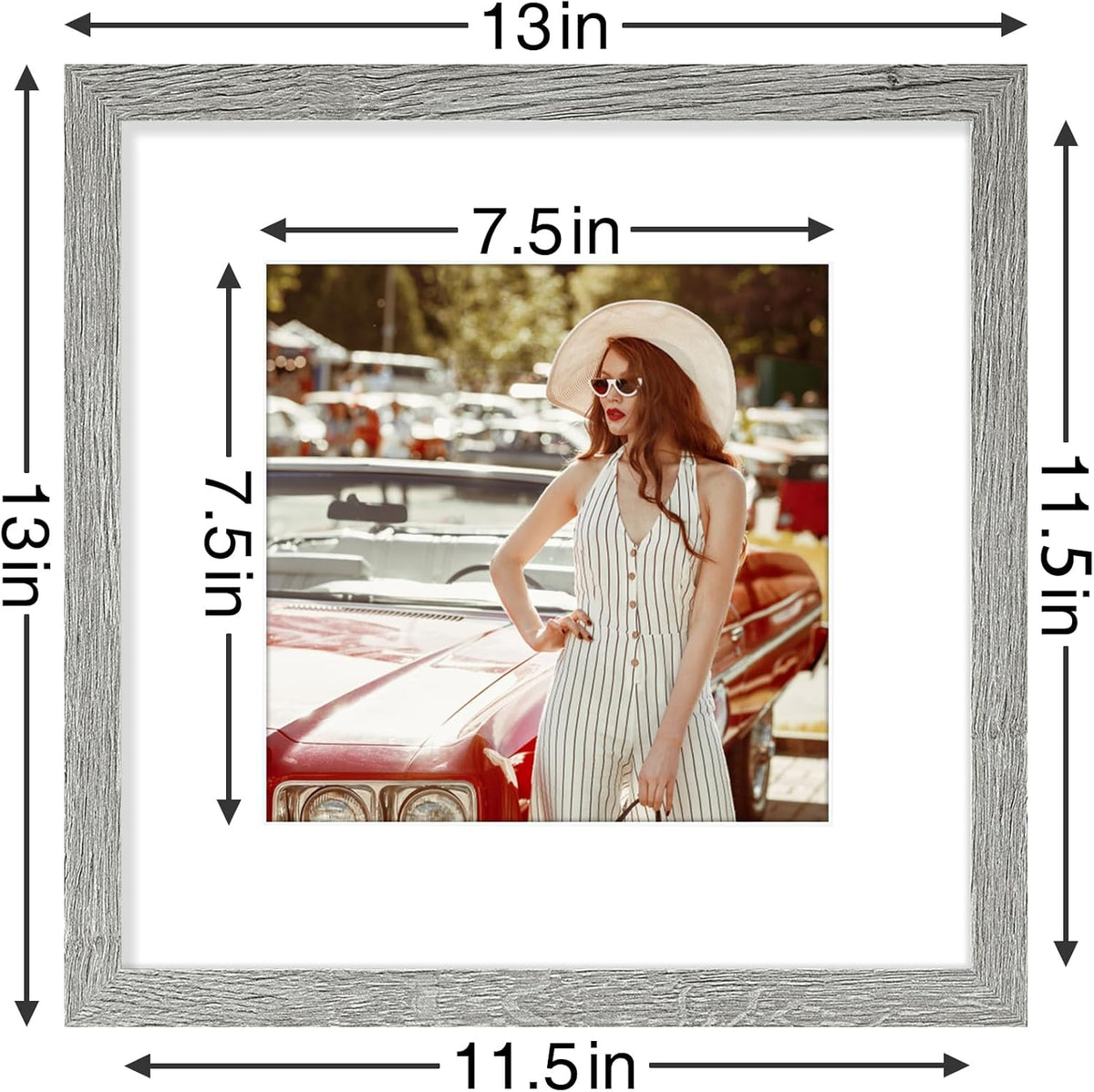 Vittanly 12x12 Picture Frames Set of 9, Shatter Resistant Plexiglass, Display 8x8 Pictures with Mat