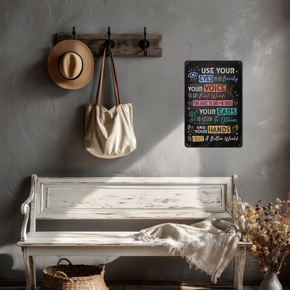 Heuhuww Vintage Positive Energy Wall Decor-Use Your Eyes To See Beauty Your Voice To Say Kind Words