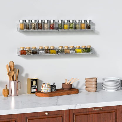Acrylic Wall Spice Rack Organizer, Seasoning Rack Shelf Organizer, Clear Wall Mounted Spice Rack