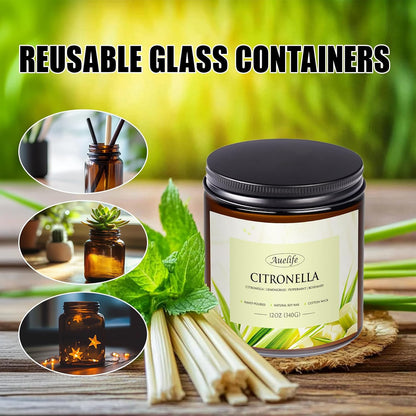 Auelife Citronella Candles Outdoor, 12oz Large 3-Wick Candle for Outside Patio Camping & Garden