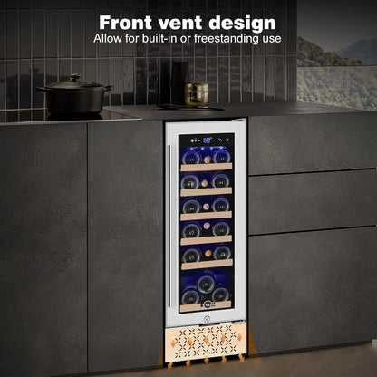 Tylza 12" Wine Cooler Refrigerator 18 Bottle Capacity, Compact Freezerless, Temperature Stability