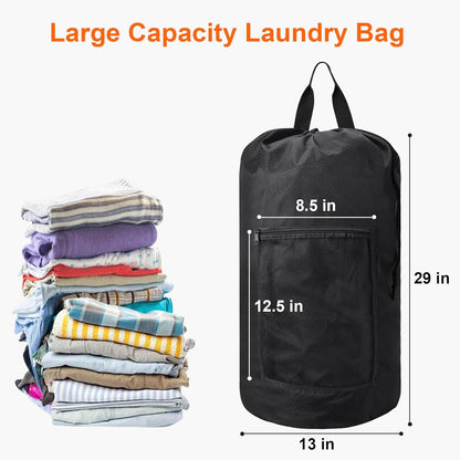 Femuar Laundry Bag Backpack Durable Laundry Bag with Shoulder Straps and Mesh Pockets Portable