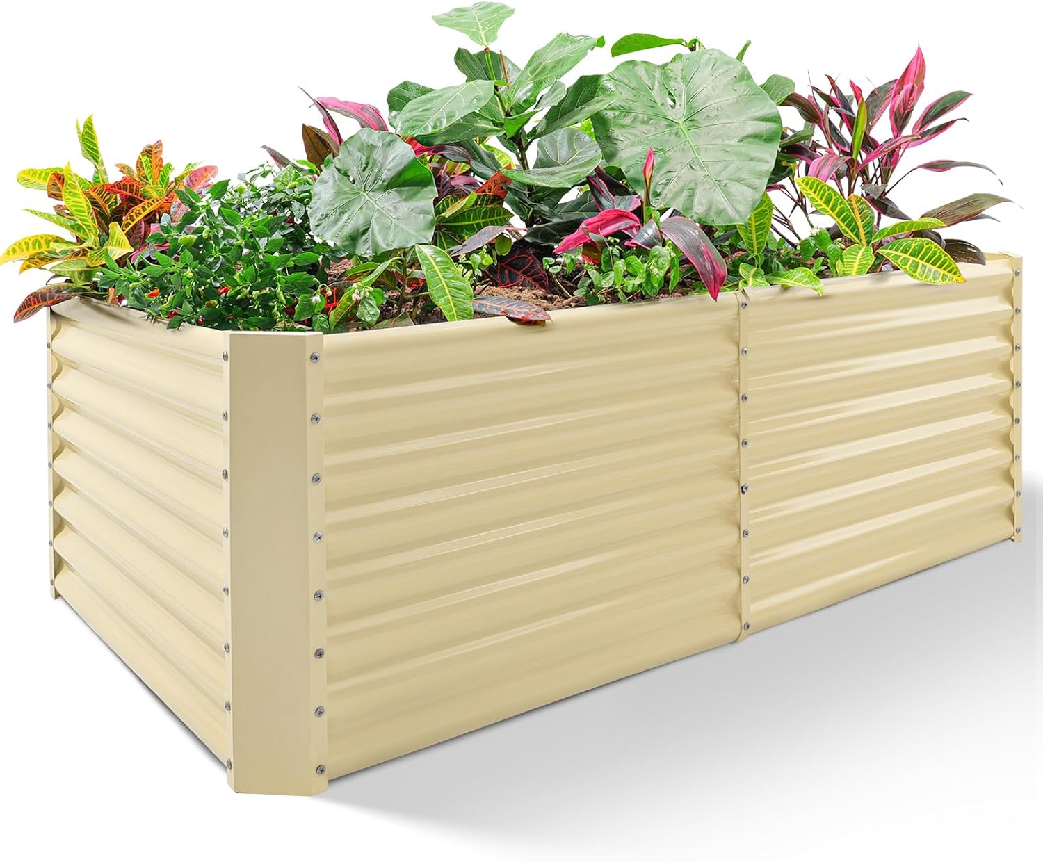 Land Guard 8×4×2ft Galvanized Raised Garden Bed, Planter Boxes Outdoor, Raised Garden Beds Outdoor