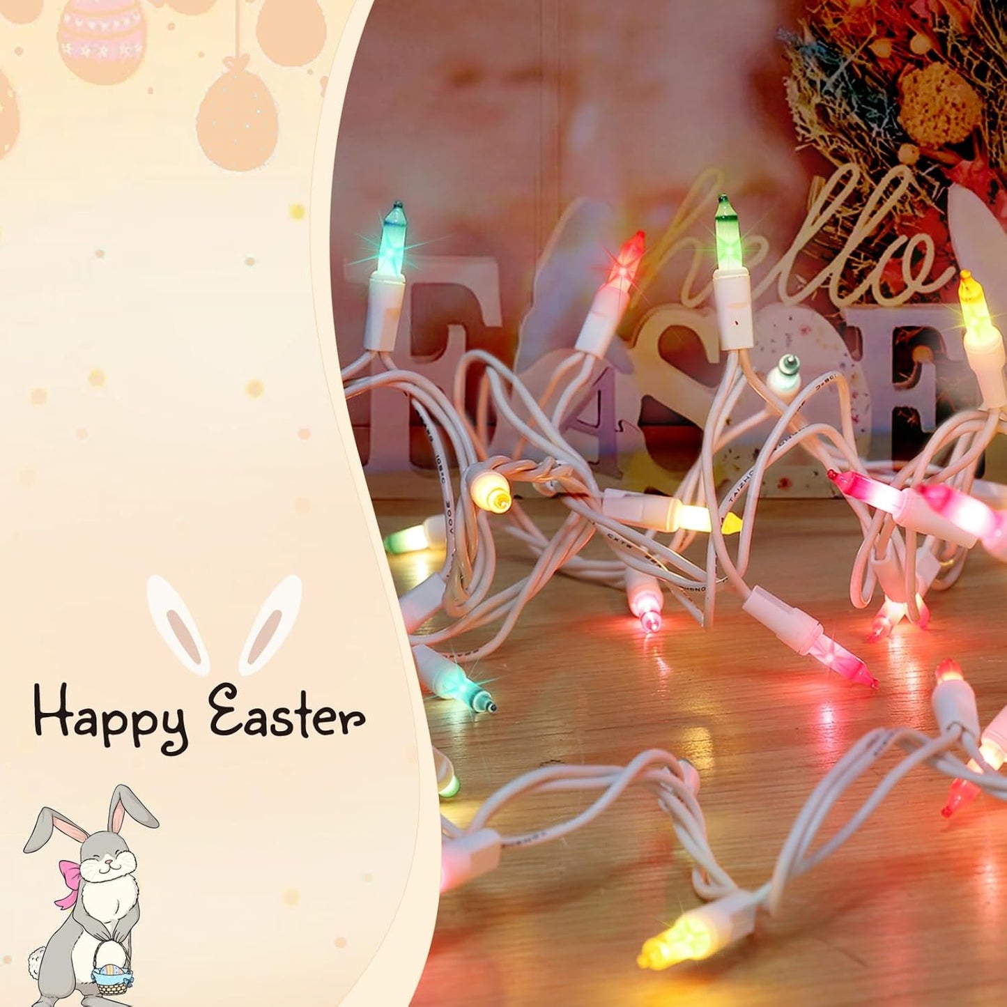 100LIGHTS Multi Easter Mini String Lights，Connectors Christmas Decorative Lights 19.6 UL Certified