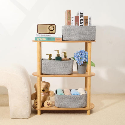 Small Storage Baskets for Organizing | Closet Organizer Bins | Shelf Toy Basket | Woven Rope