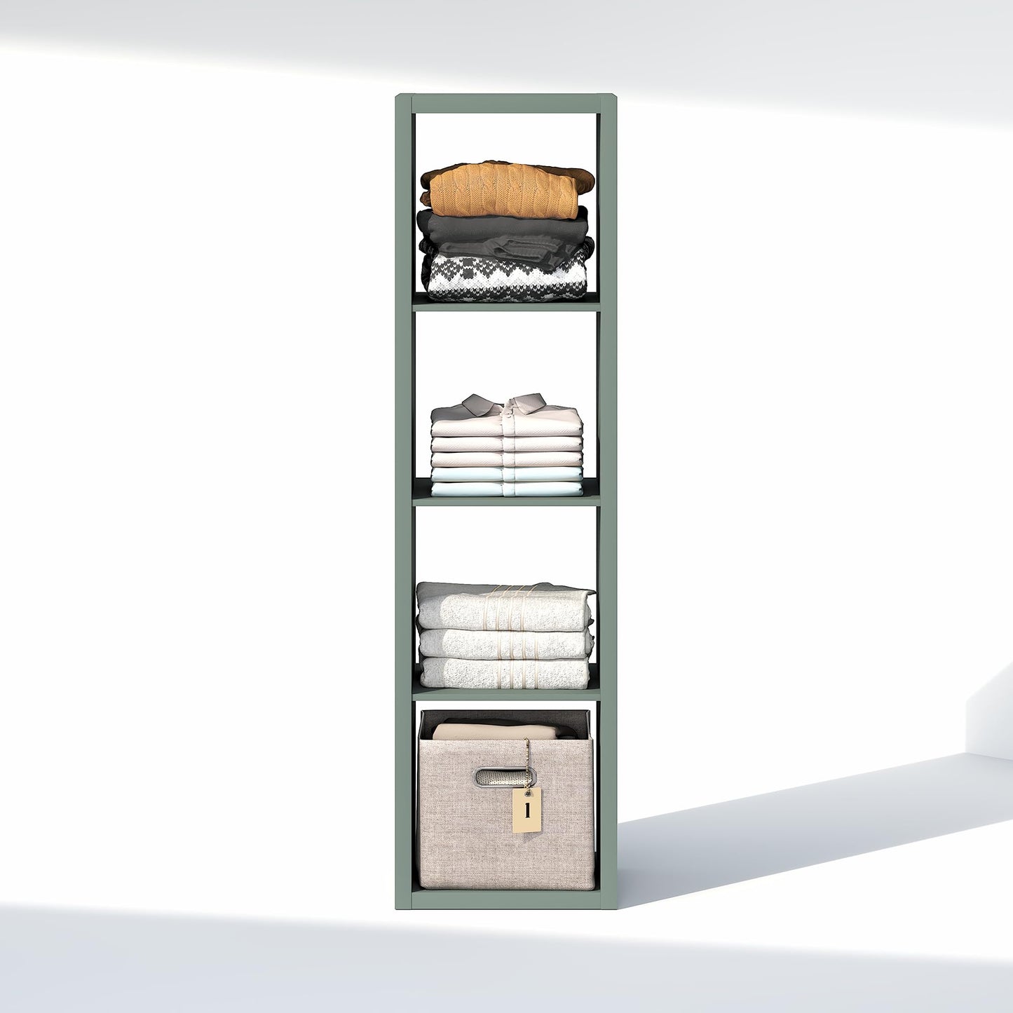 Furinno Cubic Extra Thick 4-Cube Closet Organizers and Storage, Sage Green