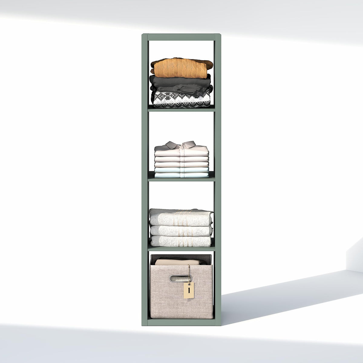 Furinno Cubic Extra Thick 4-Cube Closet Organizers and Storage, Sage Green
