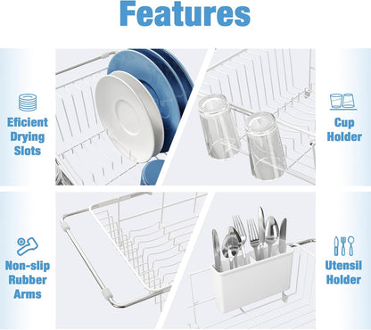 Dish Drying Rack in Sink, Small Dish Drainers for Inside Sink, Over The Sink Dish Racks, Stainless