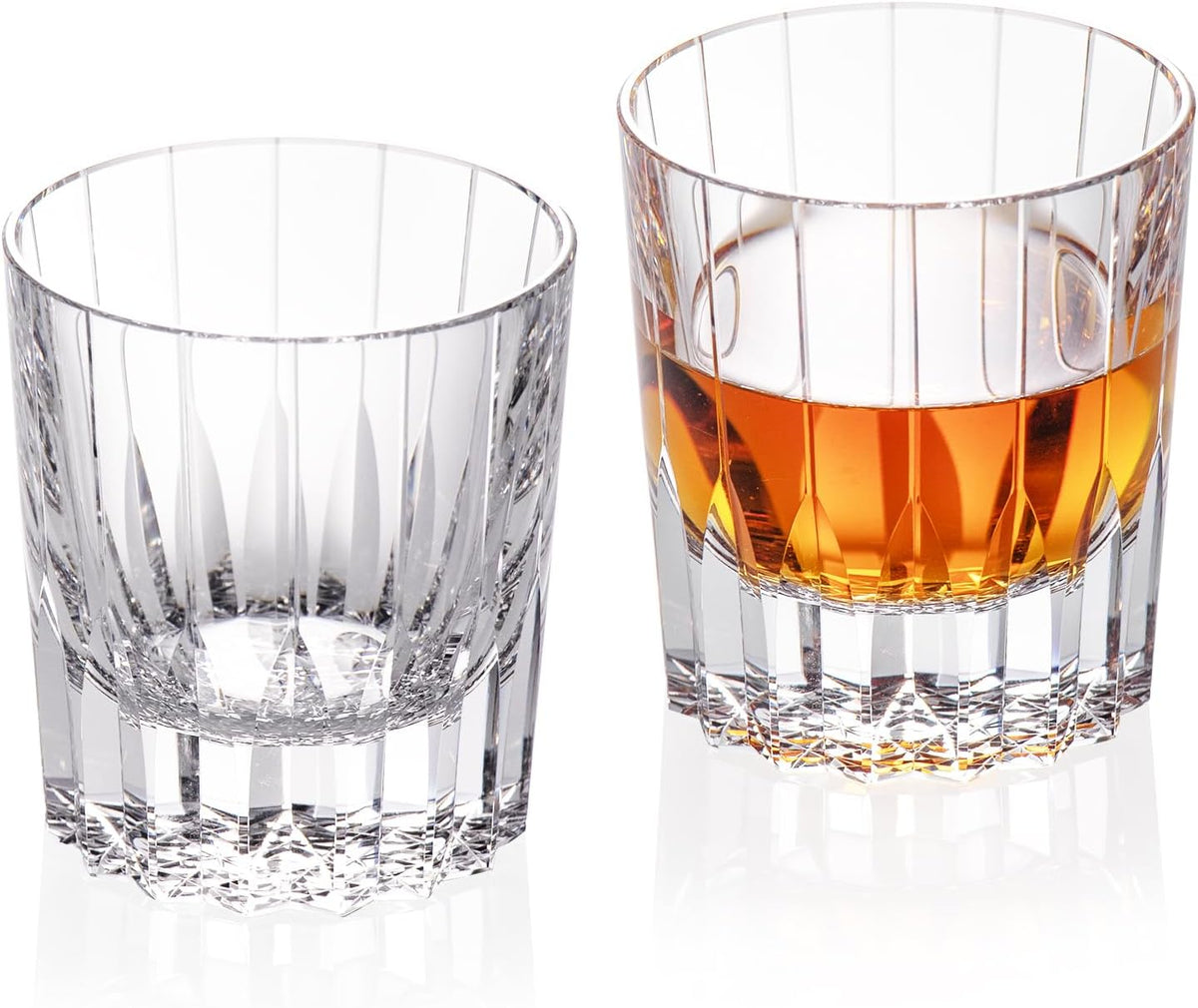 KAMMAK Crystal Whiskey Glasses Set of 2, Handcrafted 7.1oz Old Fashioned Glasses Stemless, Luxury