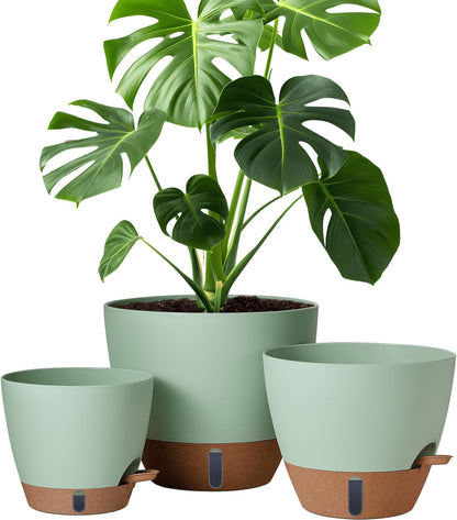 12/10/8 Inch Self Watering Pots for Indoor Plants Plastic Large Plant Pot for Outdoor Plants, Water