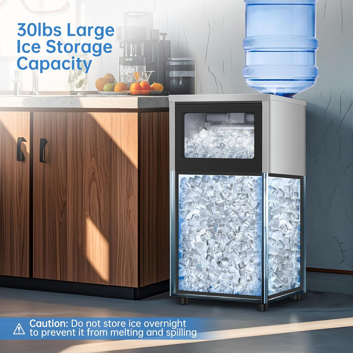 Ice Machine Commercial Ice Maker Machine, 150 Lbs /24H, 30 lbs Bin, Under Counter Built-in or
