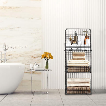 Stackable Wire Storage Baskets for Kitchen Closet Pantry, Hanging Closet Organizers Storage Shelves