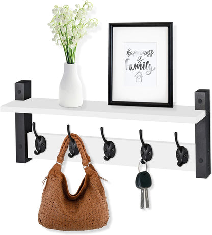Sorbus Coat Hooks Wall Mount with Shelf – 24 Inch Coat Rack Wall Mount with 5 Heavy Duty Hooks