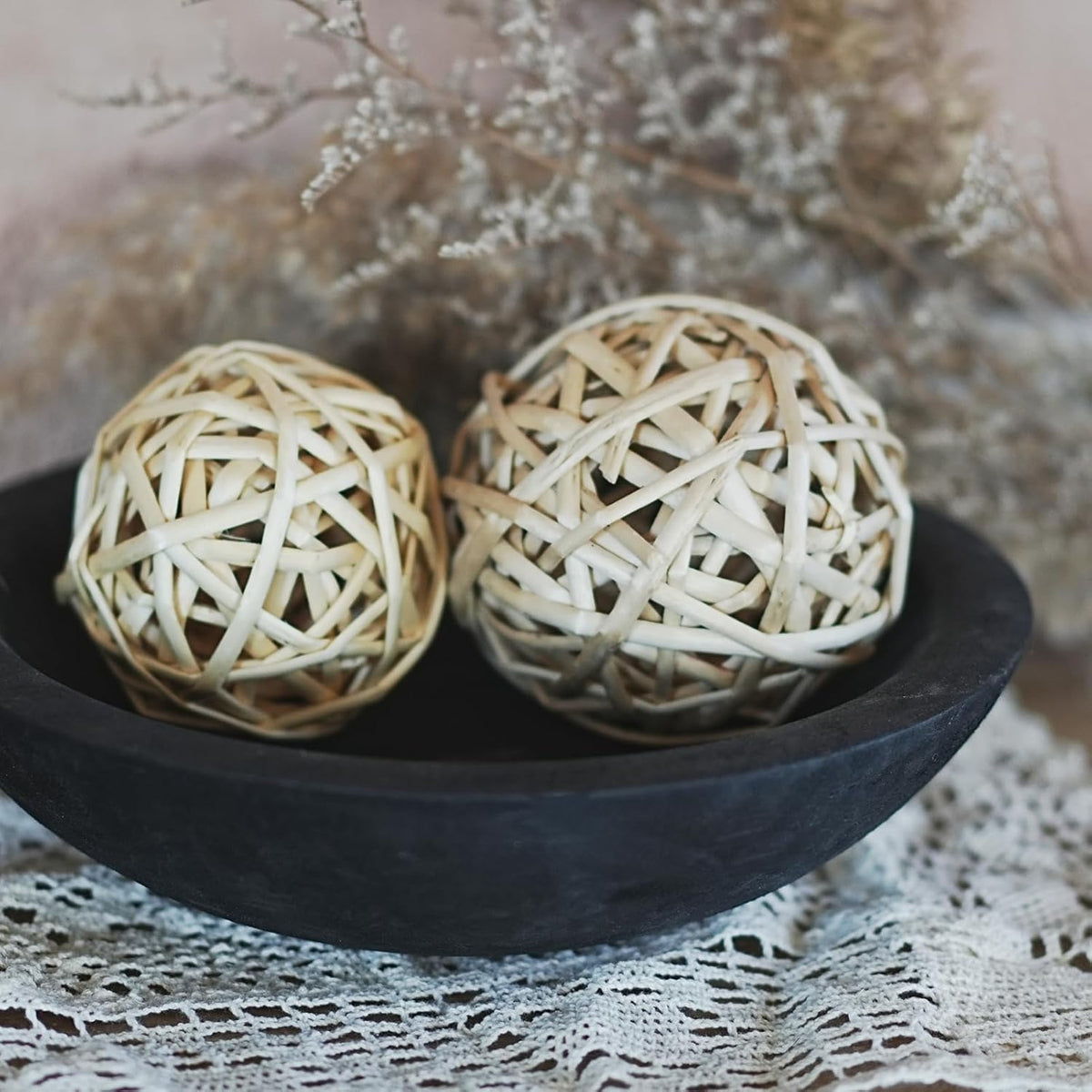 Hand Carved Wooden Decorative Bowl for Home Entryway Decor, Wood Centerpiece Bowl for Coffee Table