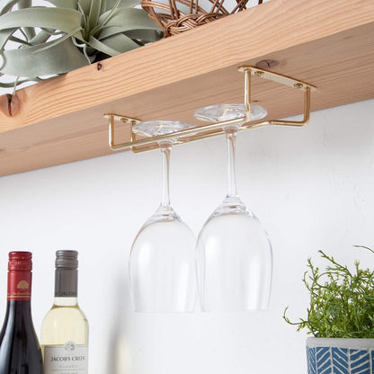 Soro Essentials Set of 2 Brass Plated 10" Glass Hangers, Rust Resistant