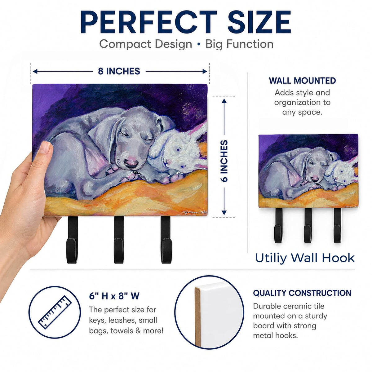 Caroline's Treasures 7354TH68 Weimaraner Snuggle Bunny Leash or Key Holder, Wall Hooks, Key Hooks