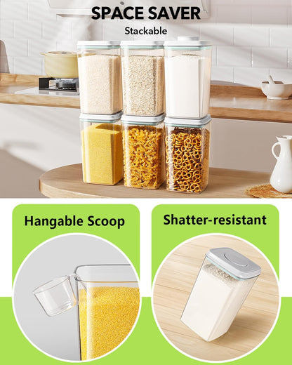 Ankou Airtight Food Storage Container with Pop Lid & 130ml Scoop, 4L/4.2qt *2 BPA-Free Cereal