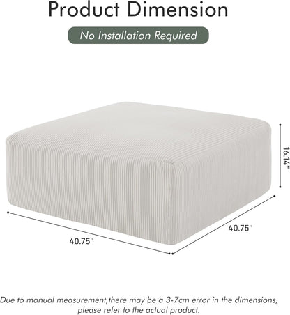 40" Square Stuffed Ottoman Pouf for Sofa Couch, Corduroy Poufs with Foam Chunk Filling, Furry &