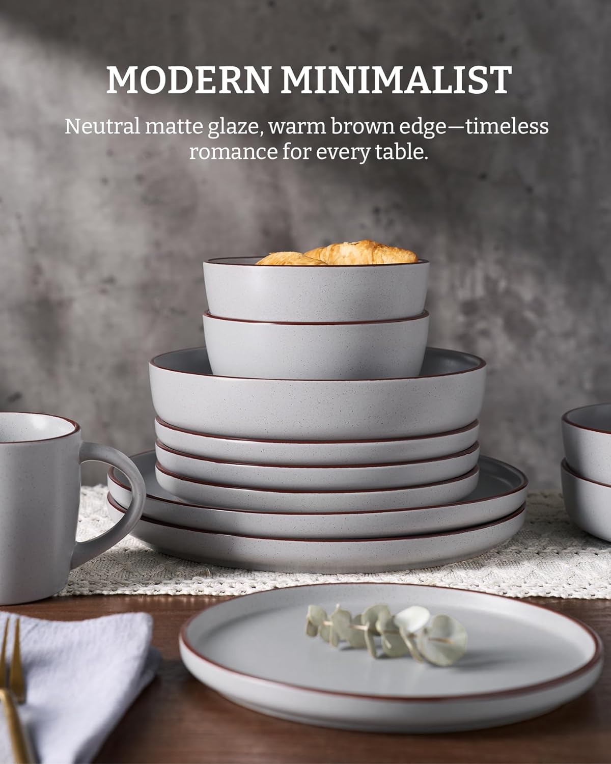 Famiware Mercury 24 Pieces Dinnerware Sets, Plates and Bowls Sets for 8, Microwave and Dishwasher