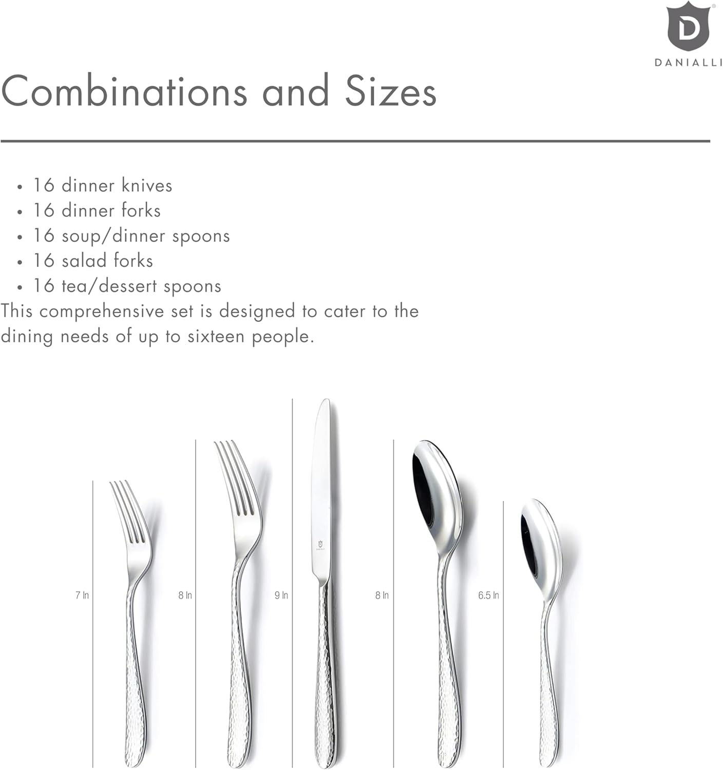 Hammered Silverware Set | Premium 18/10 Stainless Steel Flatware Service for 16 | Heavy-Duty &