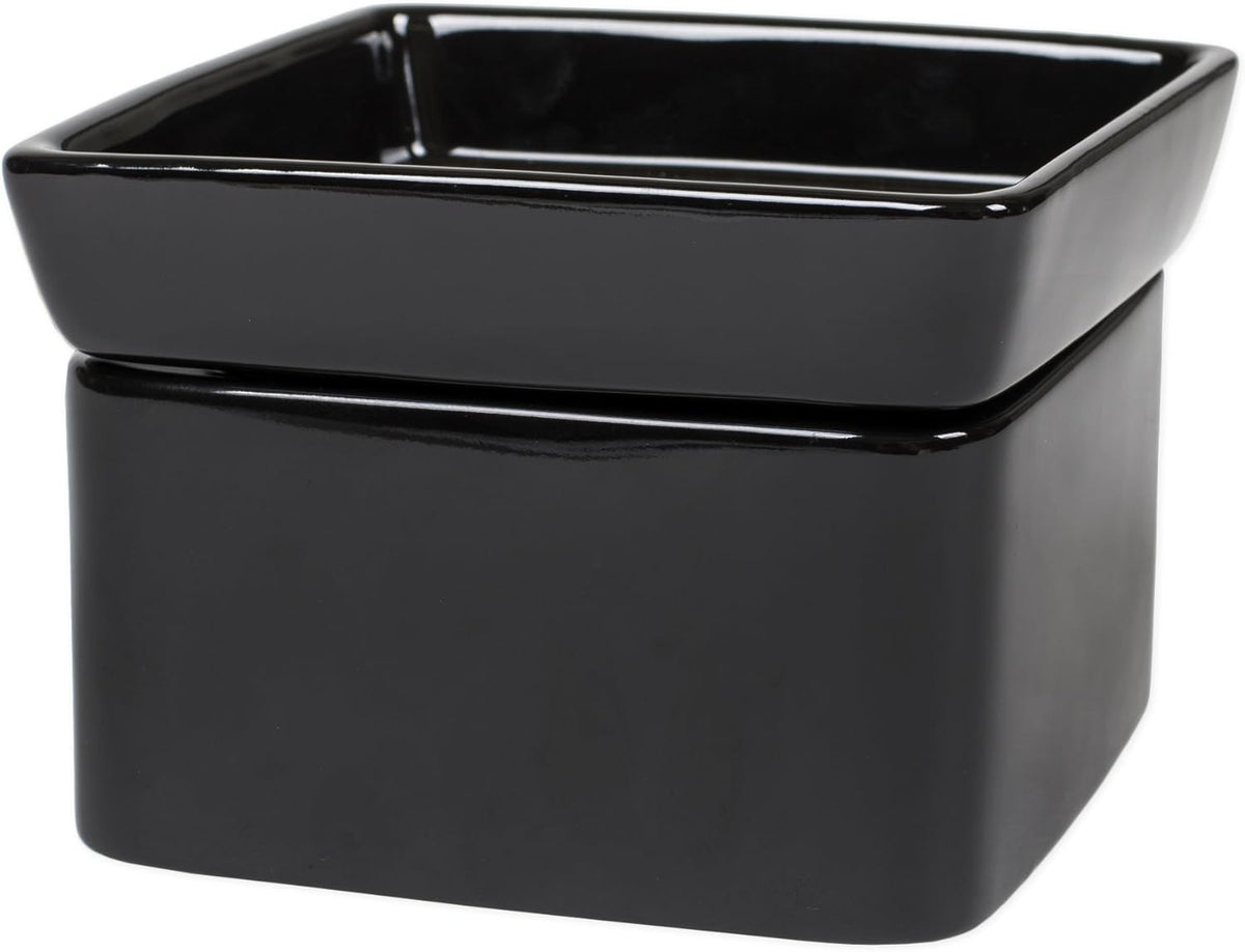 Elanze Designs Black Candle Warmer Black Stoneware Electric 2-in-1 Jar Candle and Wax Tart Oil