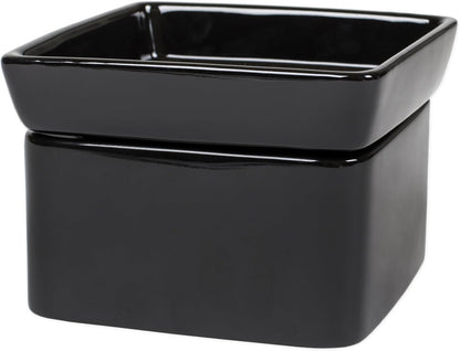 Elanze Designs Black Candle Warmer Black Stoneware Electric 2-in-1 Jar Candle and Wax Tart Oil