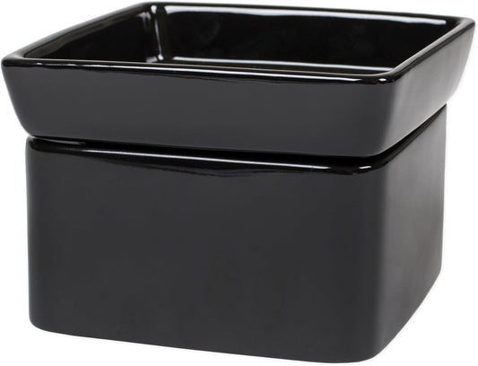 Elanze Designs Black Candle Warmer Black Stoneware Electric 2-in-1 Jar Candle and Wax Tart Oil