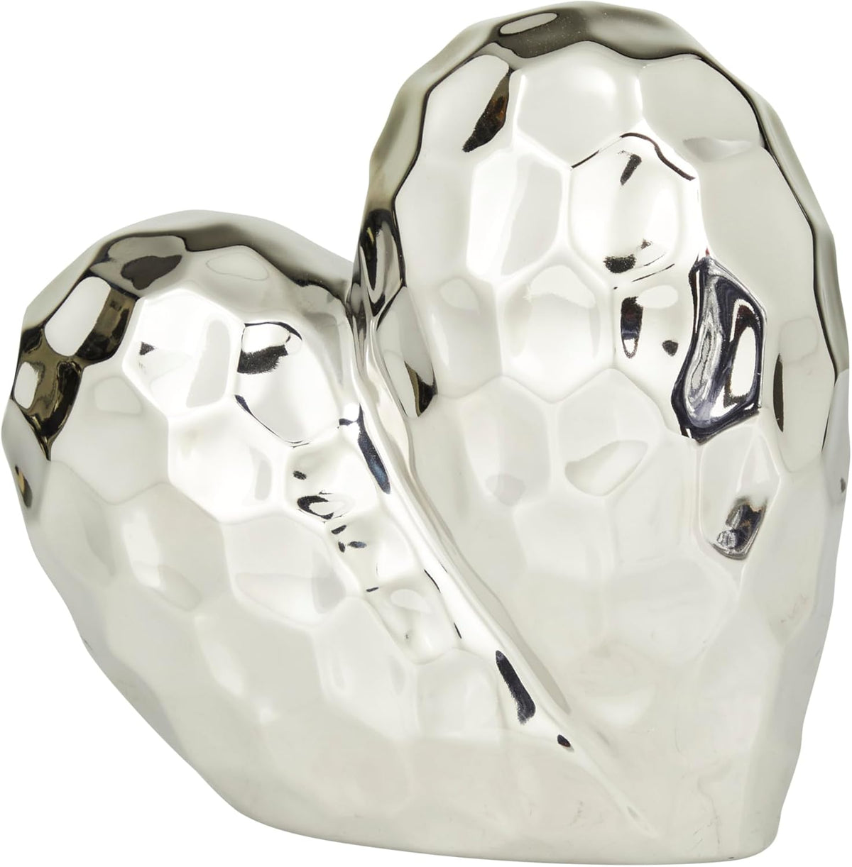 Deco 79 Porcelain Ceramic Heart Decorative Sculpture Dimensional Angled Origami Inspired Home Decor